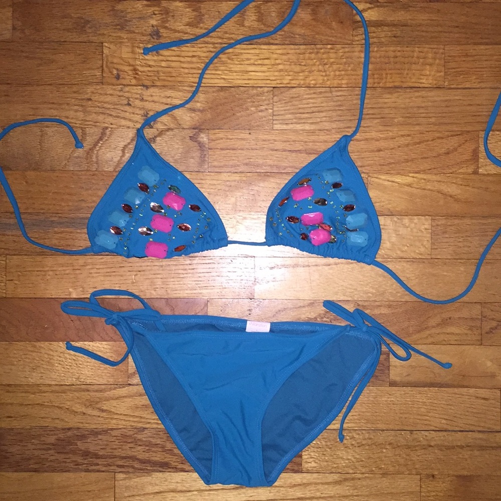 Xhilaration Blue Rhinestone Bikini
